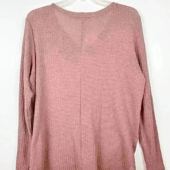 Mauve Waffled tie front V-Neck Sweater WOMENS Medium - Picture 5 of 8